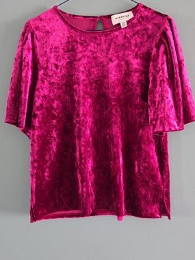 Crushed Velvet Blouse Fuchsia Color